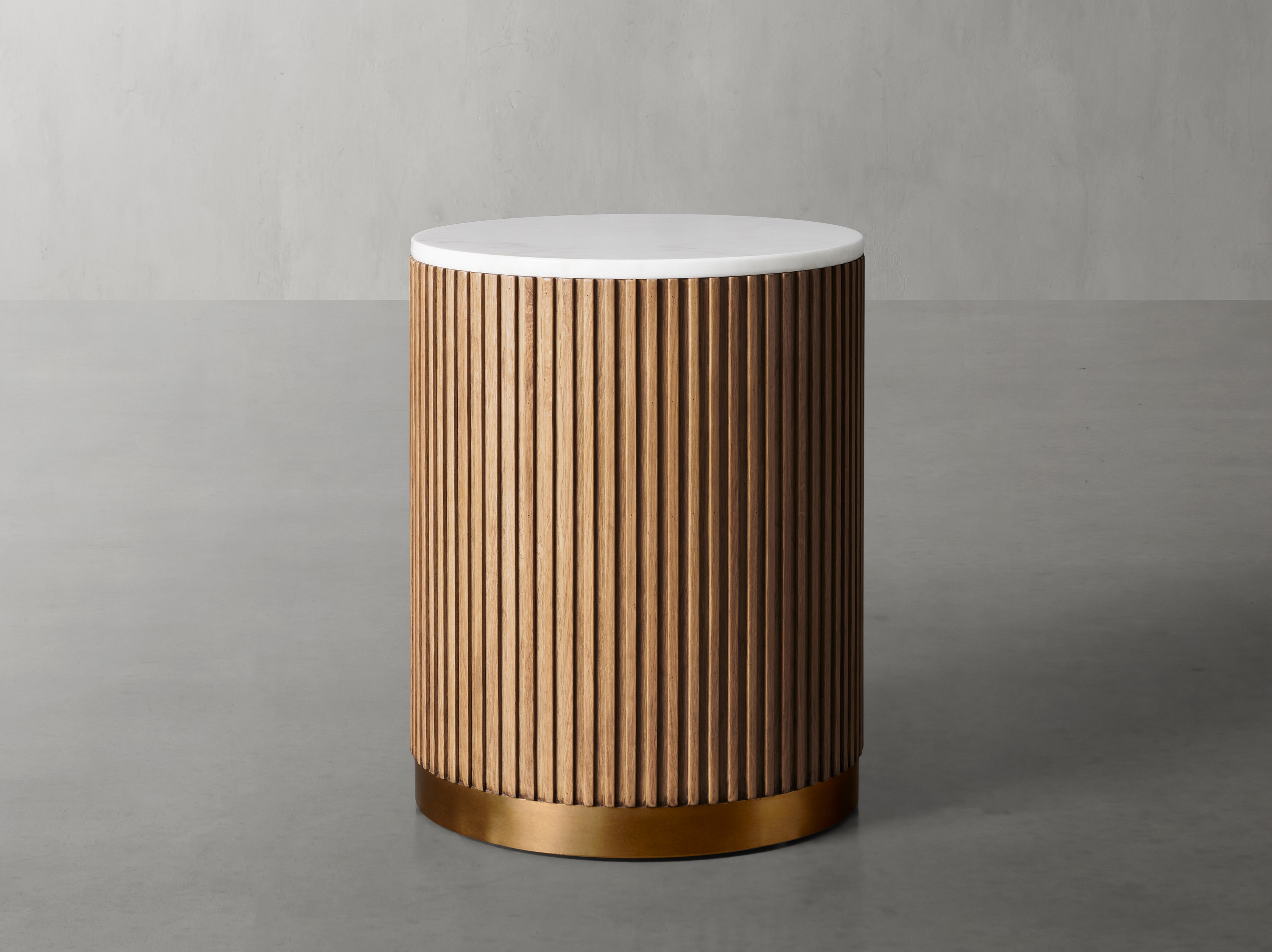 Finnley End Table in Stone 18" Natural  Honey/White Marble - Image 0