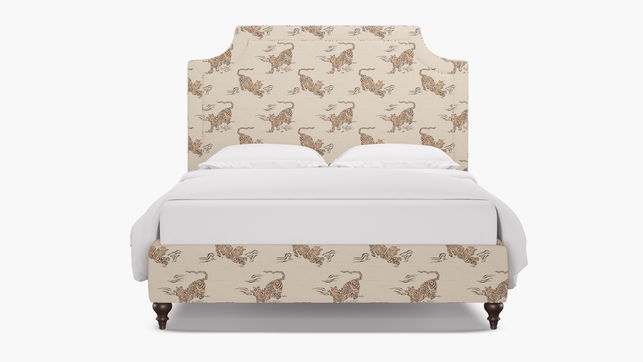 Deco Bed, Canvas Tigresse, Espresso Traditional Turned Leg, Twin - Image 0