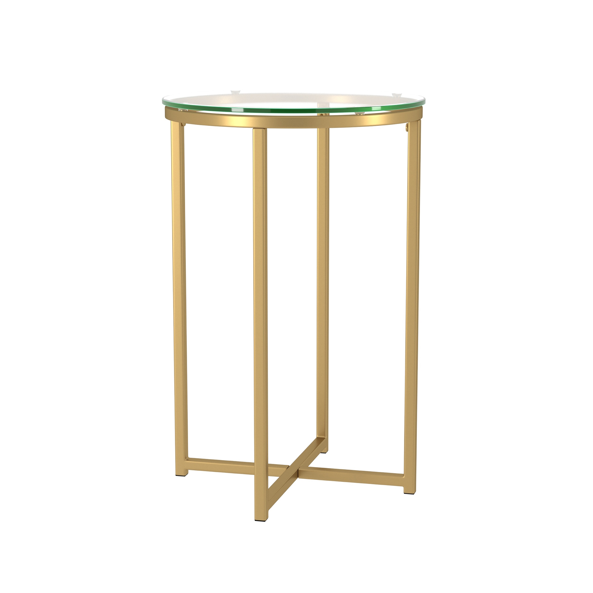 Alissa 16"Glam Round Side Table - Glass/Gold - Image 0