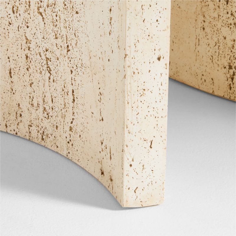 Point Dune 93" Oval Wood and Travertine Dining Table by Brigette Romanek - Image 4