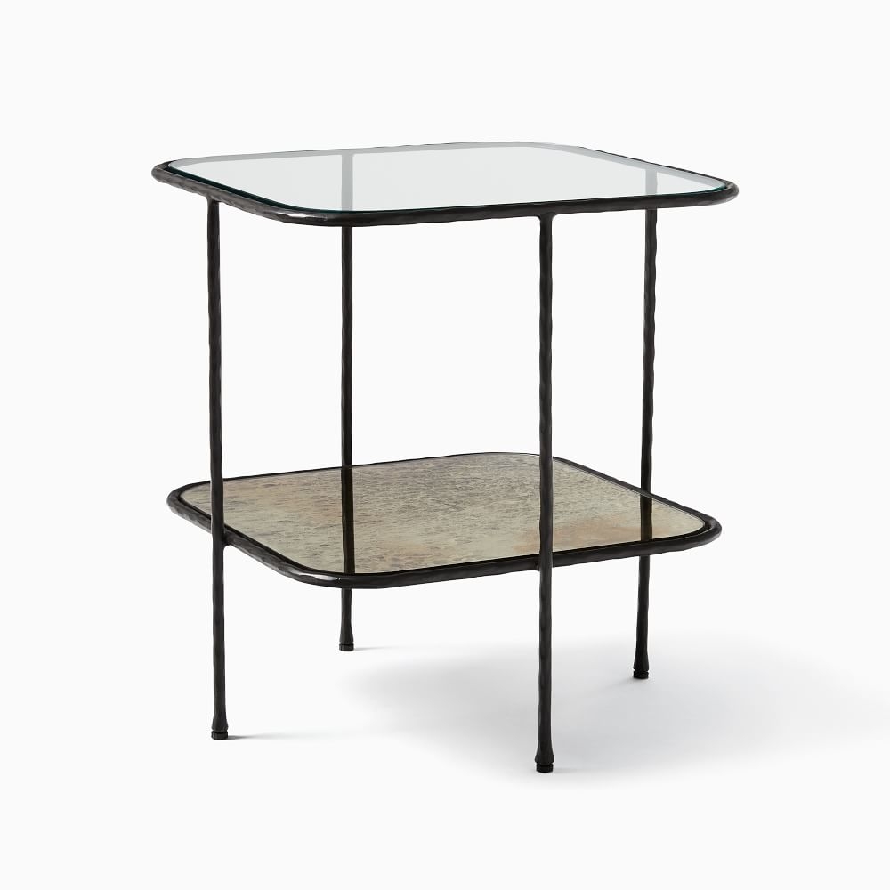 Marley 18" Sq. Side Table, Glass, Mirror, Dark Bronze - Image 0