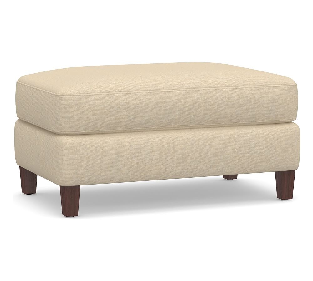SoMa Ember Upholstered Ottoman, Polyester Wrapped Cushions, Park Weave Oatmeal - Image 0