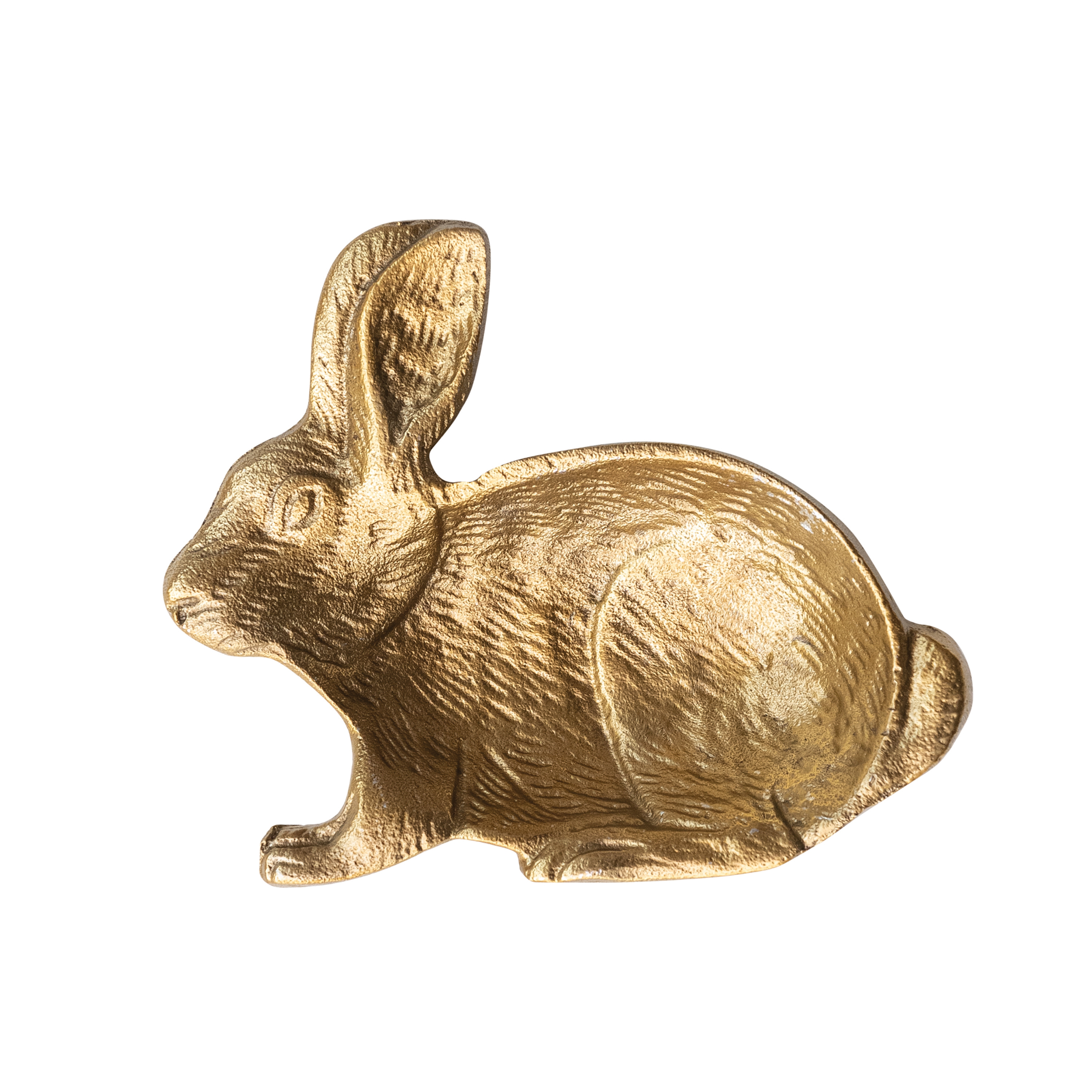 Cast Aluminum Rabbit Shaped Dish, Gold Finish - Image 0