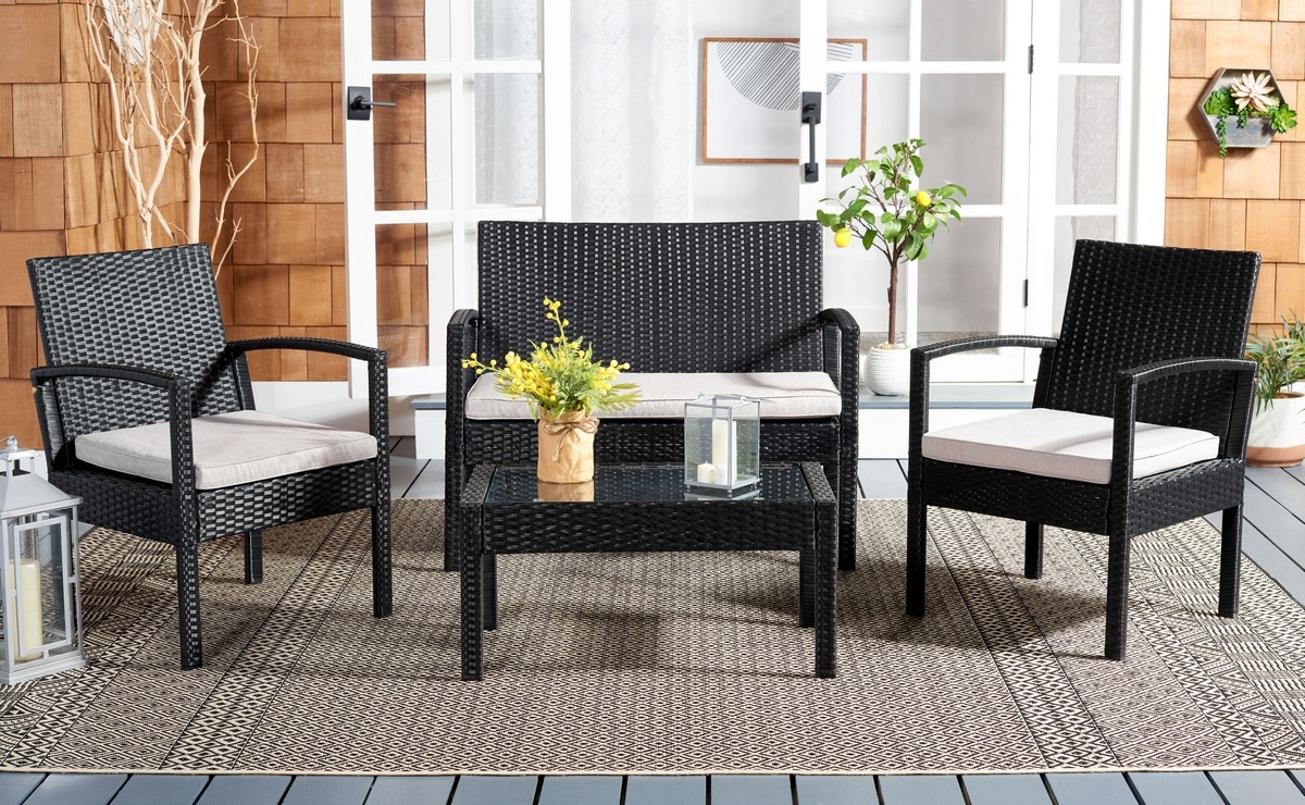 Bassey 4Pc Living Set - Black / Light Grey - Safavieh - Image 1