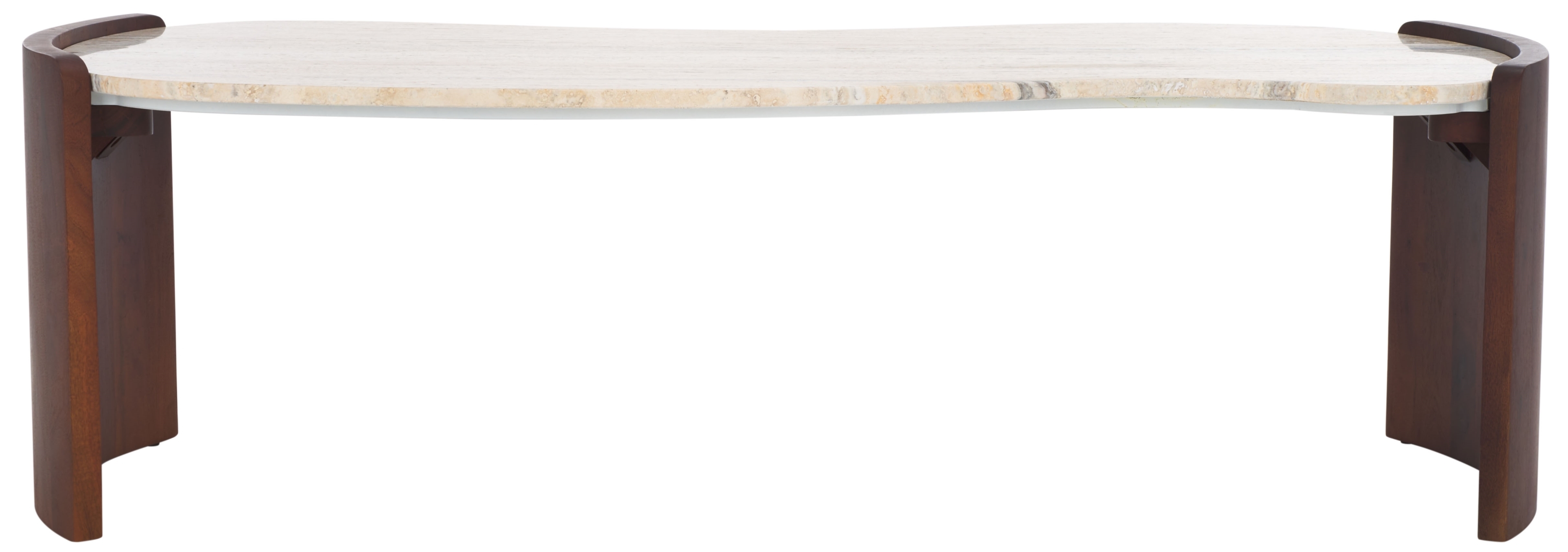Sheyenne Travertine Coffee Table - Travertine/Dark Brown - Image 0