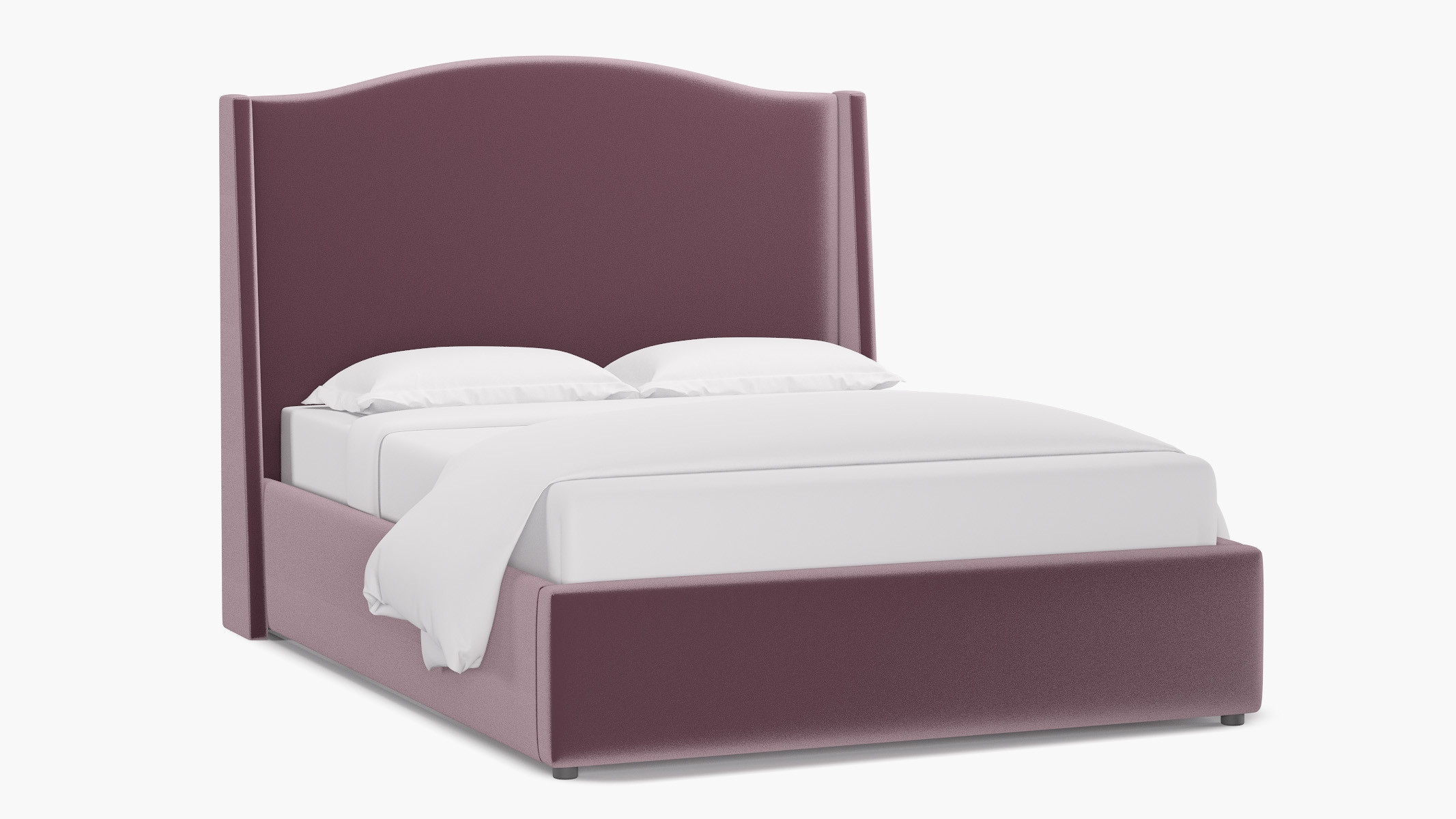 Curved Wingback Bed, Lavender Performance Plush Velvet, Queen - Image 1