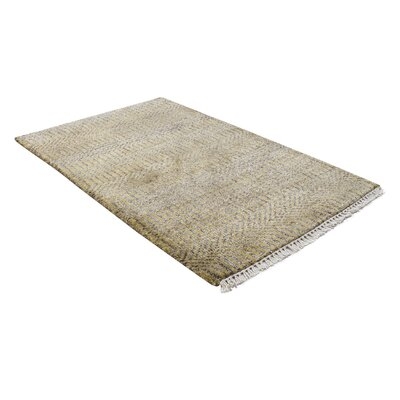 One Of A Kind  Hand-Knotted Modern & Contemporary 2' X 3' Trellis Wool Beige Rug - Image 0