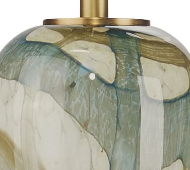 Lafayette Glass Pendant, Pale Blue & Antique Brass, 15.5" - Image 4