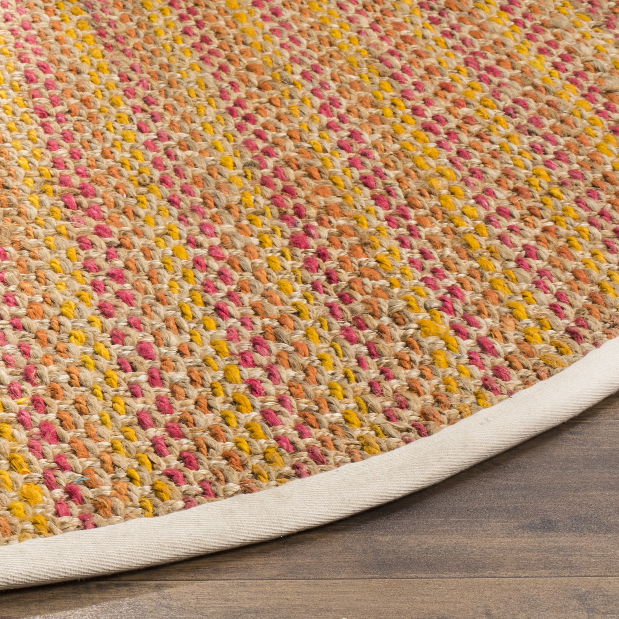 Arlo Home Hand Woven Area Rug, NF262A, Pink/Multi,  6' X 6' Round - Image 2
