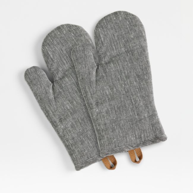 Chambray Organic Cotton Oven Mitts, Set of 2 - Image 0