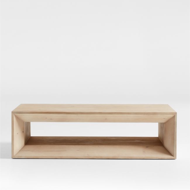 Vernon Natural Pine Wood 56" Rectangular Coffee Table with Shelf - Image 0