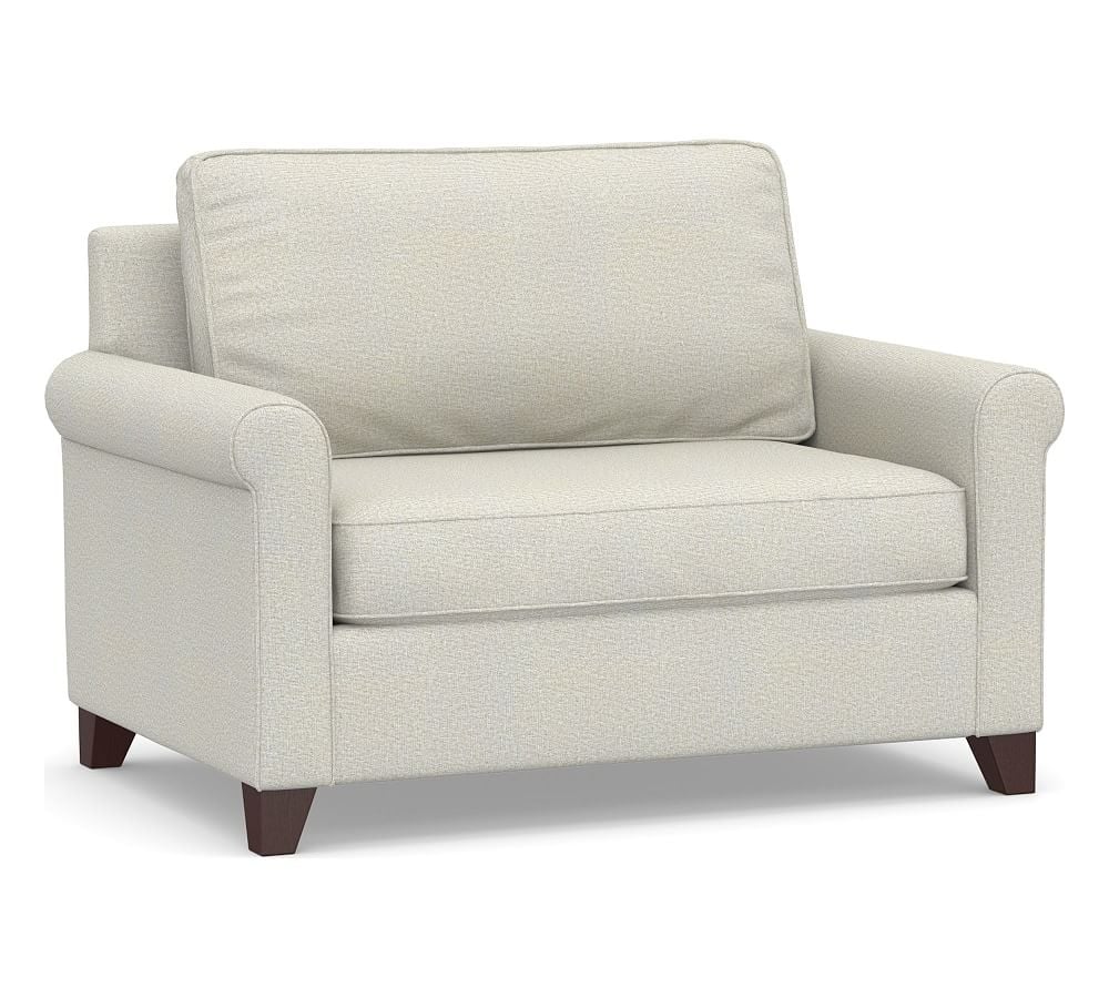 Cameron Roll Arm Upholstered Twin Sleeper Sofa, Polyester Wrapped Cushions, Performance Heathered Basketweave Dove - Image 0