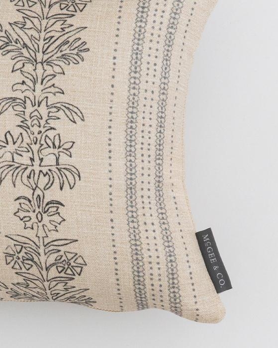 Demi Floral Stripe Pillow Cover, 12" x 24" - Image 1