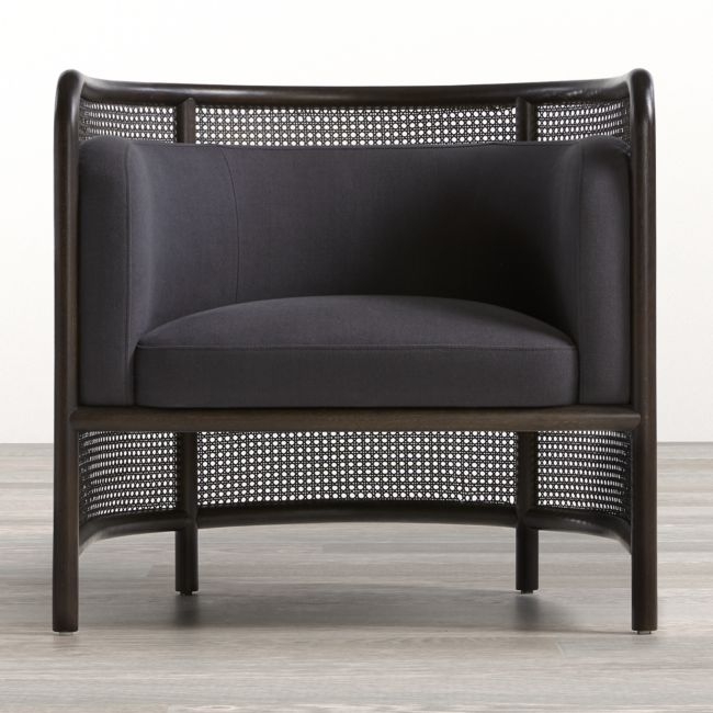 Fields Cane Back Charcoal Accent Chair (restock early july) - Image 0