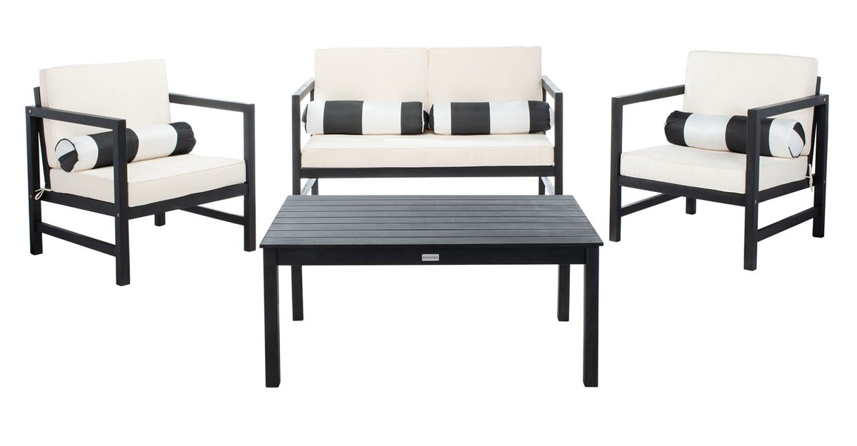 Montez 4 Piece Set - Black/Bge + Bolster P - Safavieh - Image 0