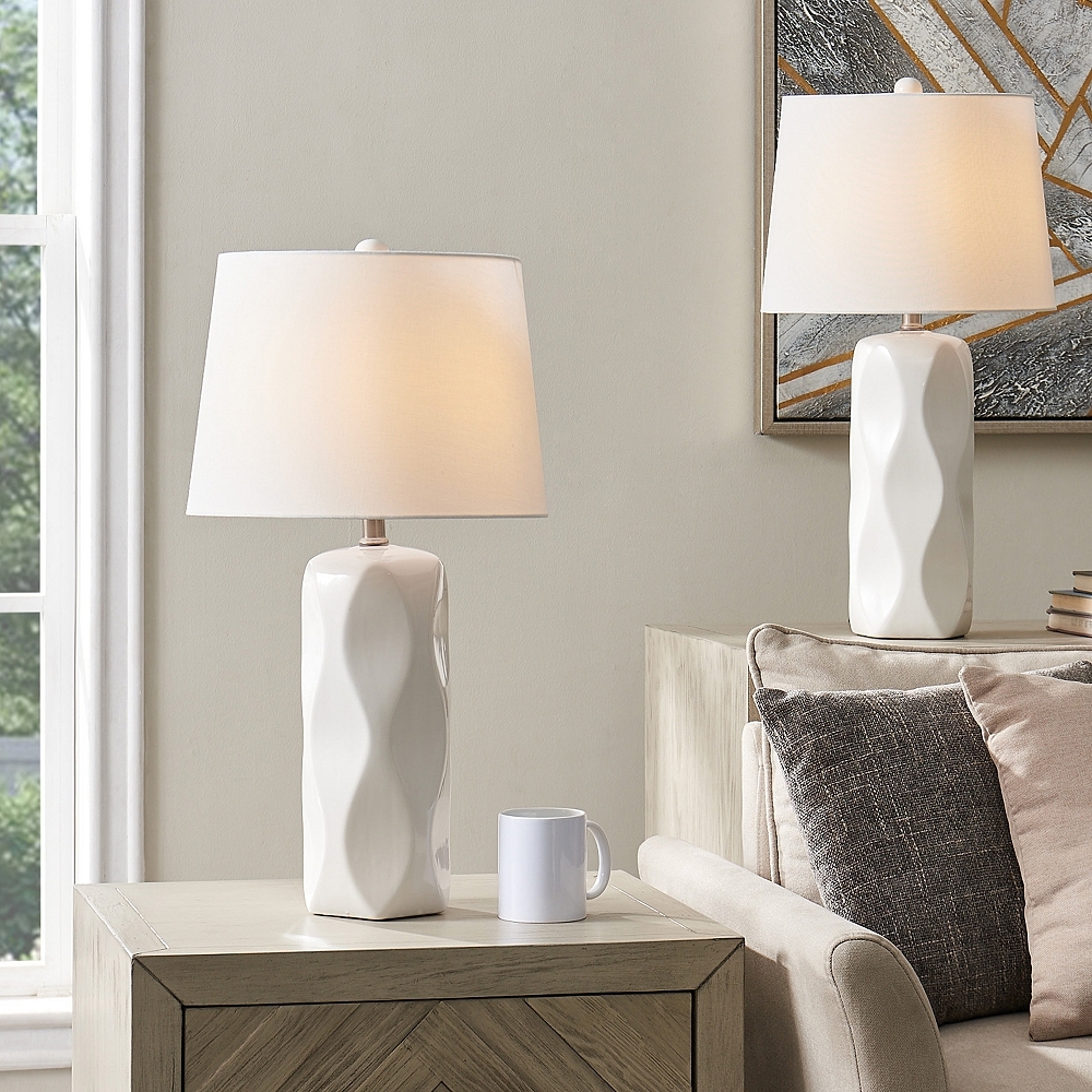 Lite Source Odelia White Ceramic Table Lamps Set of 2 - Style # 87P85 - Image 0