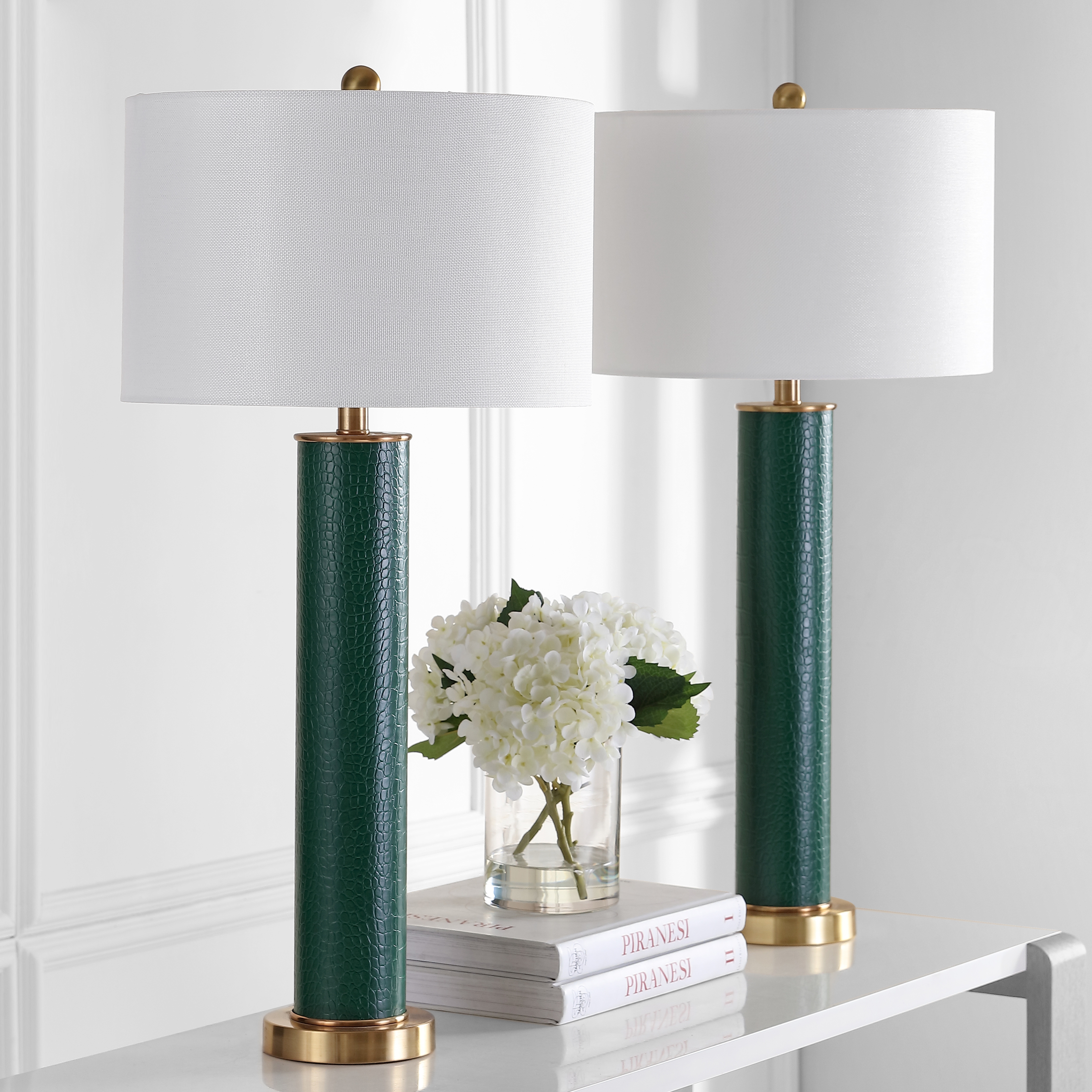 Ollie 31.5-Inch H Faux Alligator Table Lamp - Dark Green - Arlo Home - Image 6