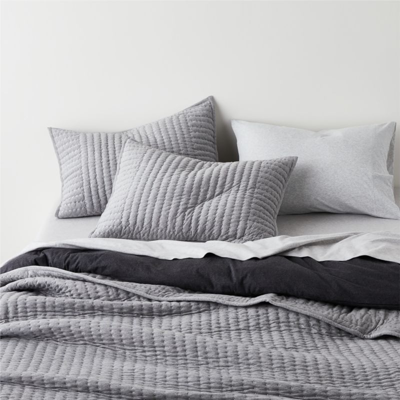 Cozysoft Organic Cotton Jersey Grey King Quilted Pillow Sham - Image 3