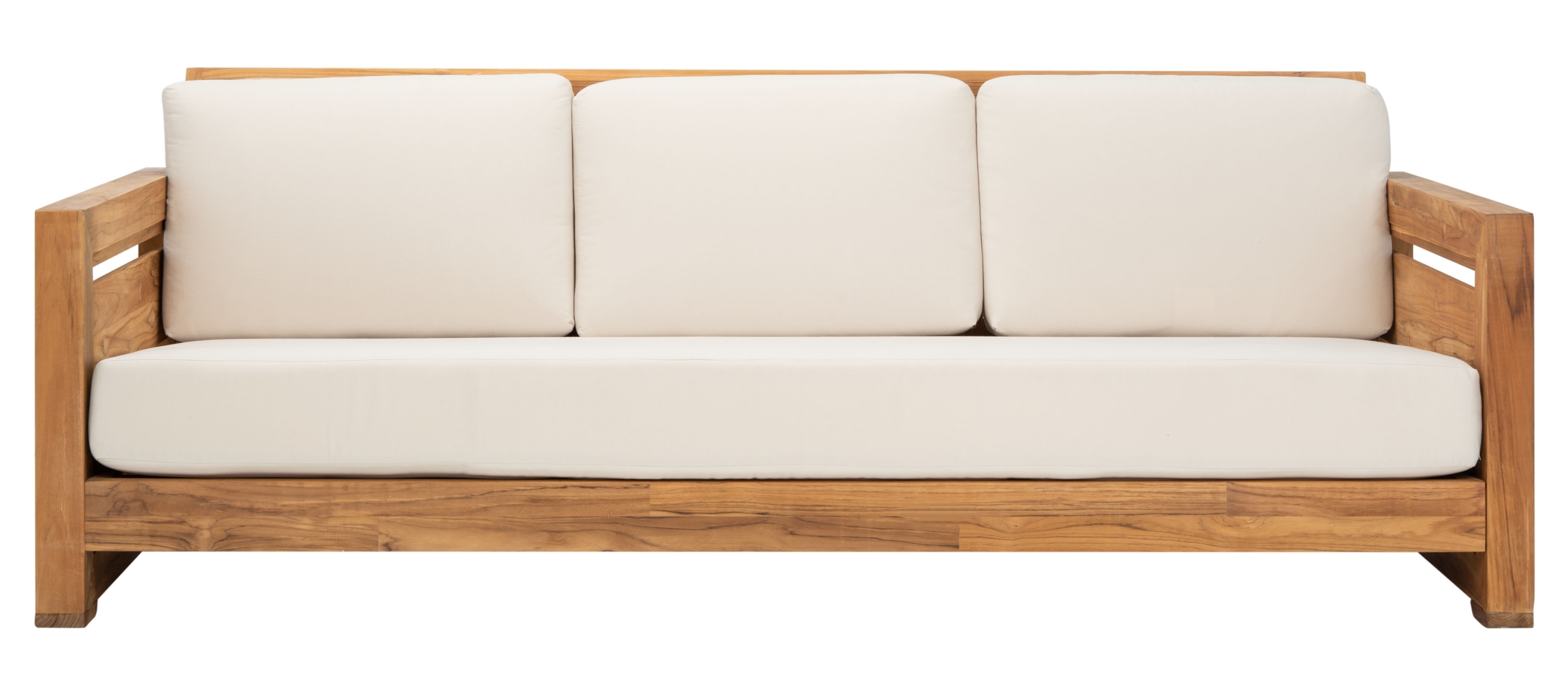 Molokai Teak Patio Sofa - Natural/White - Image 0