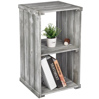 Natural Wood Crate Design Storage End Table - Image 0