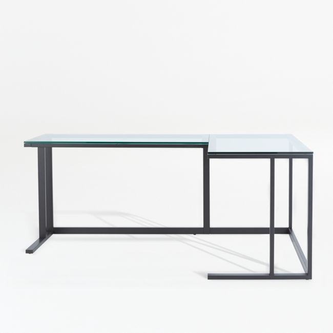 Pilsen Graphite L-Shaped Desk with Glass Top - Image 0