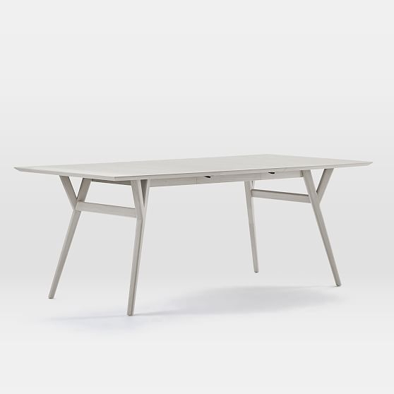 OPEN BOX: Mid-Century Expandable Dining Table, 60-80", Pebble - Image 0