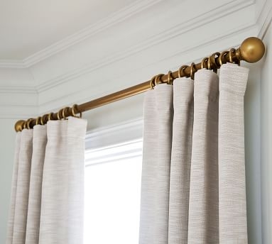 Seaton Textured Cotton Rod Pocket Curtain, 100" x 96", Neutral - Image 4