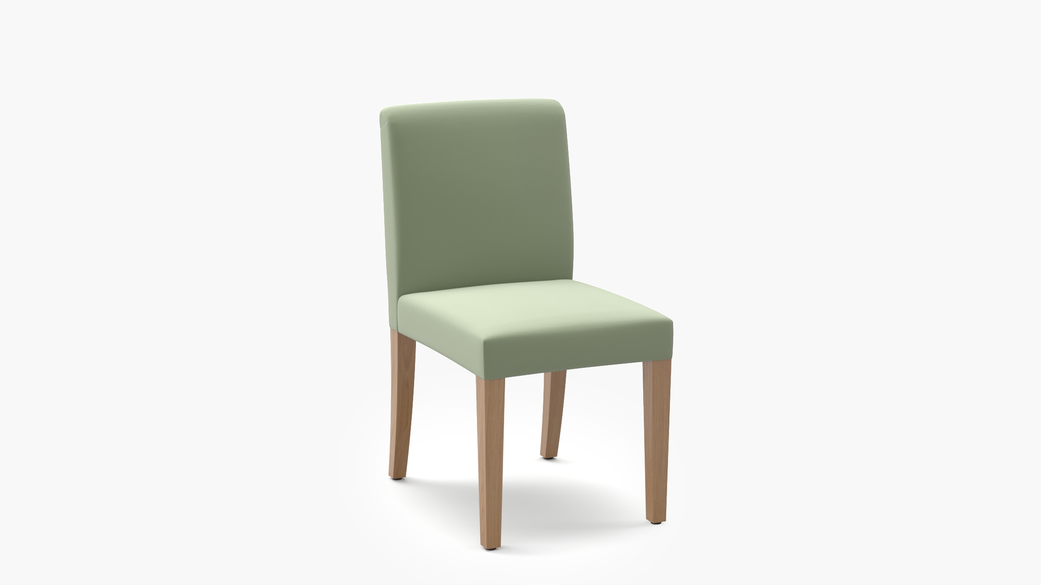 Signature Dining Chair, Celadon Performance Plush Velvet, Natural Square Tapered Leg - Image 1