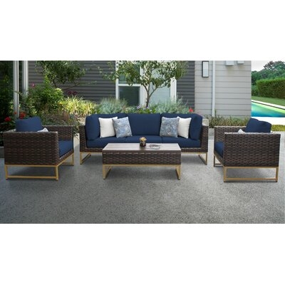 Nauvoo 6 Piece Rattan Sofa Seating Group with Cushions - Image 0