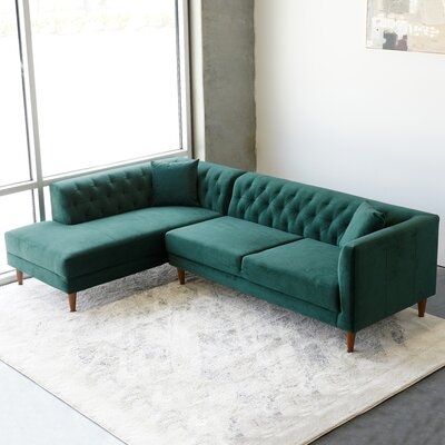 Mid Century Modern Malton Green Sectional Sofa Left Facing - Image 0