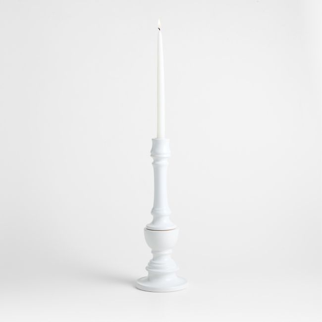 Firenze 16" White Ceramic Taper Candle Holder - Image 0
