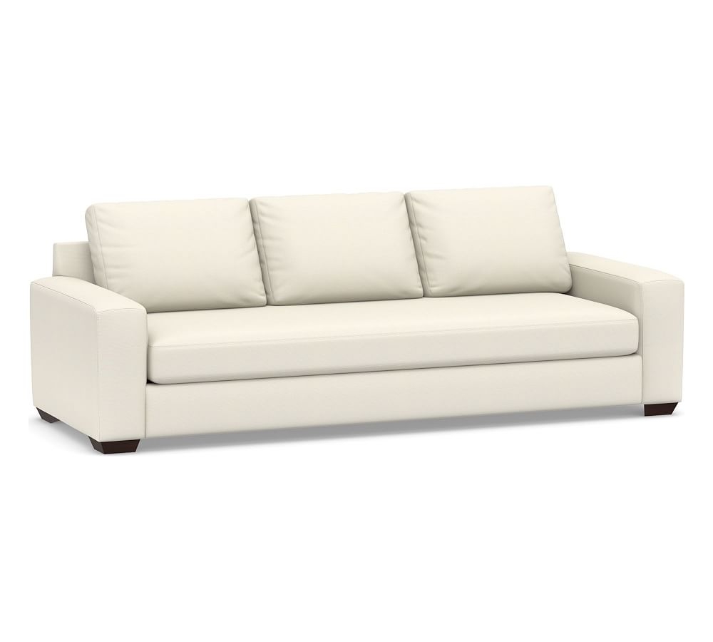 Big Sur Square Arm Upholstered Grand Sofa with Bench Cushion, Down Blend Wrapped Cushions, Textured Twill Ivory - Image 0