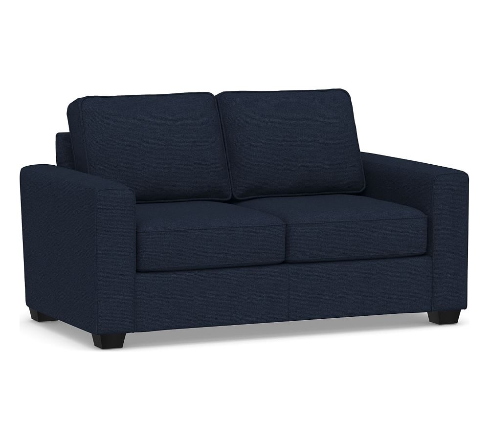 SoMa Fremont Square Arm Upholstered Sofa 71.5", Polyester Wrapped Cushions, Performance Heathered Basketweave Navy - Image 0