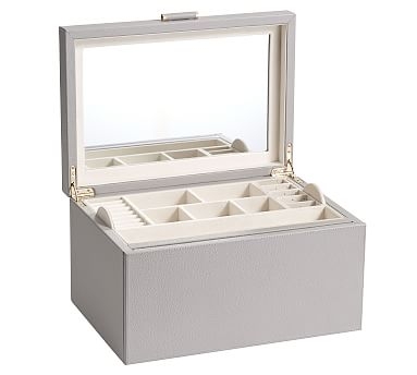 Quinn Jewelry Box, Foil Debossed, Large - Gray - Image 0