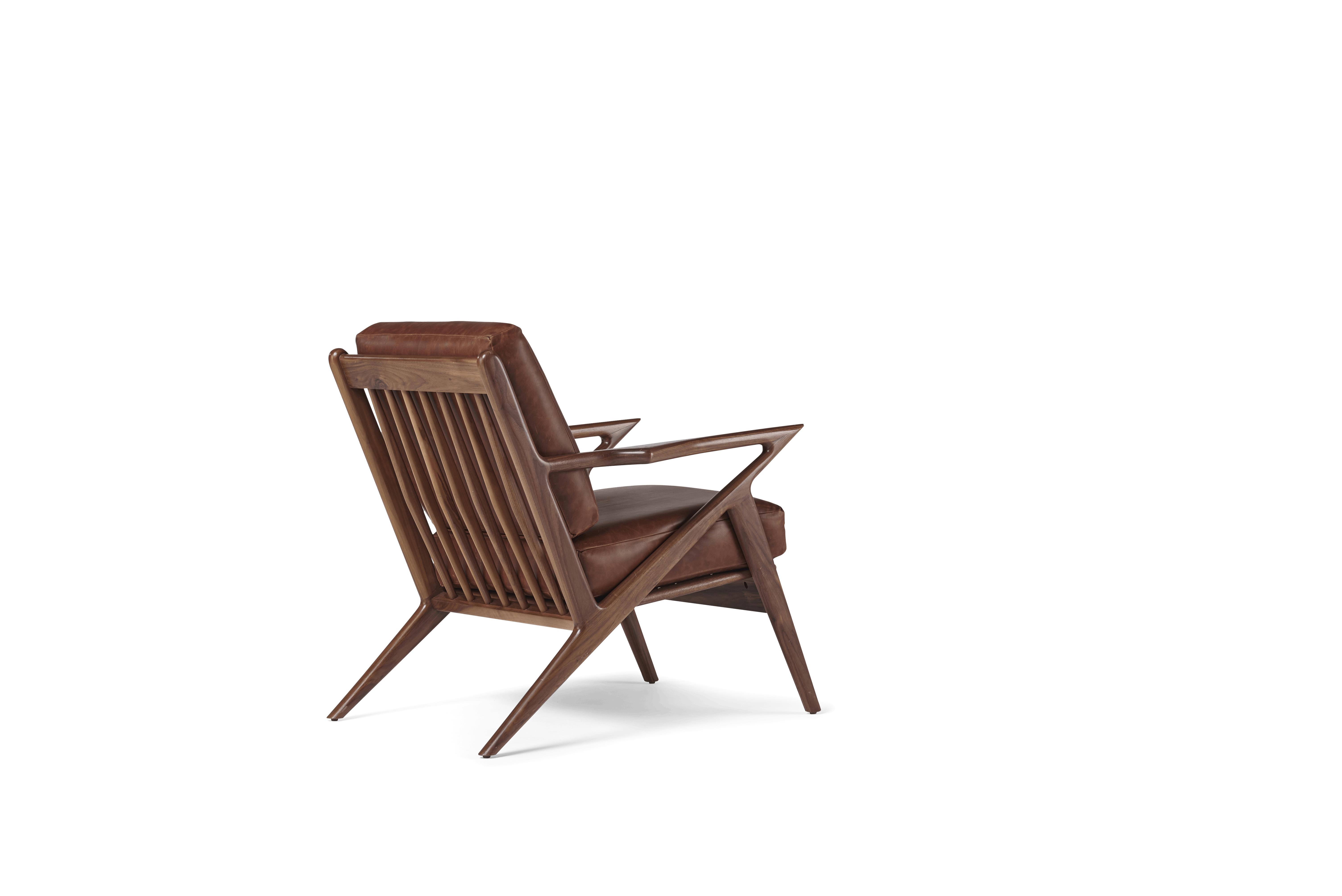 Brown Soto Mid Century Modern Leather Chair - Academy Cuero - Walnut - Image 3