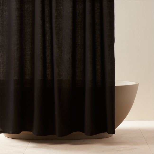 Ira Black Solid Linen Shower Curtain 72" - Image 0