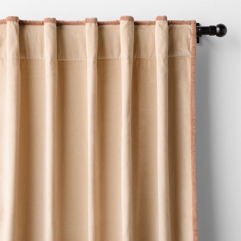 Elegant Pink Organic Cotton Velvet Light Blocking Window Curtain Panel 44"x96" - Image 1