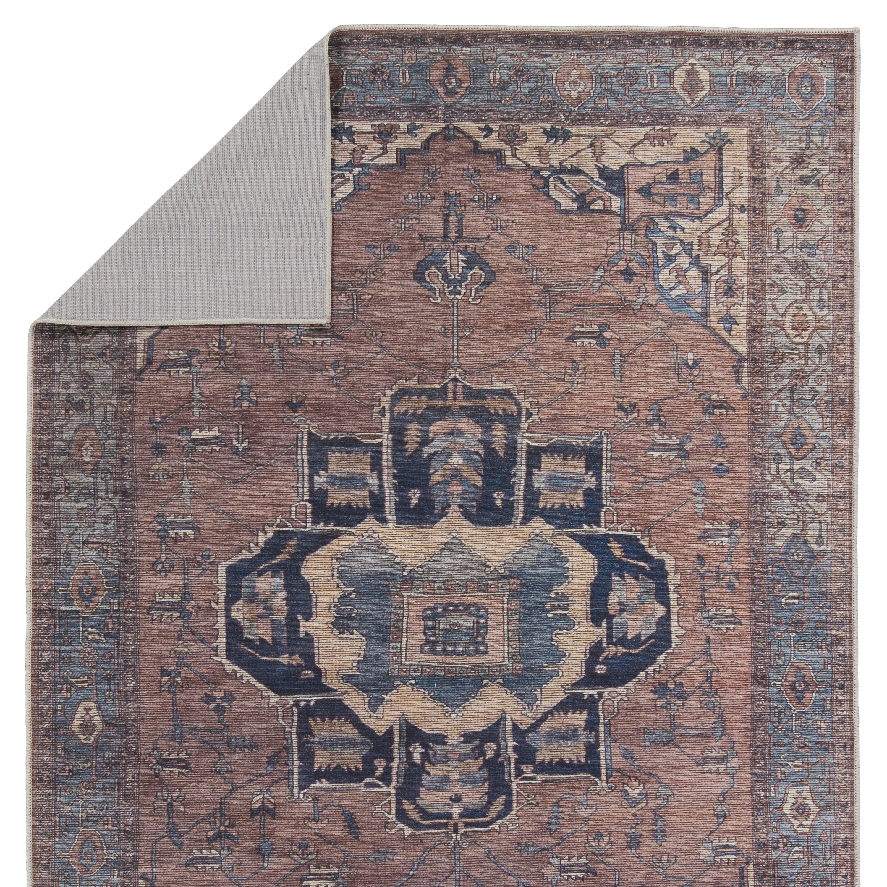 Vibe by Barrymore Medallion Blue/ Dark Brown Area Rug (7'10"X10') - Image 2