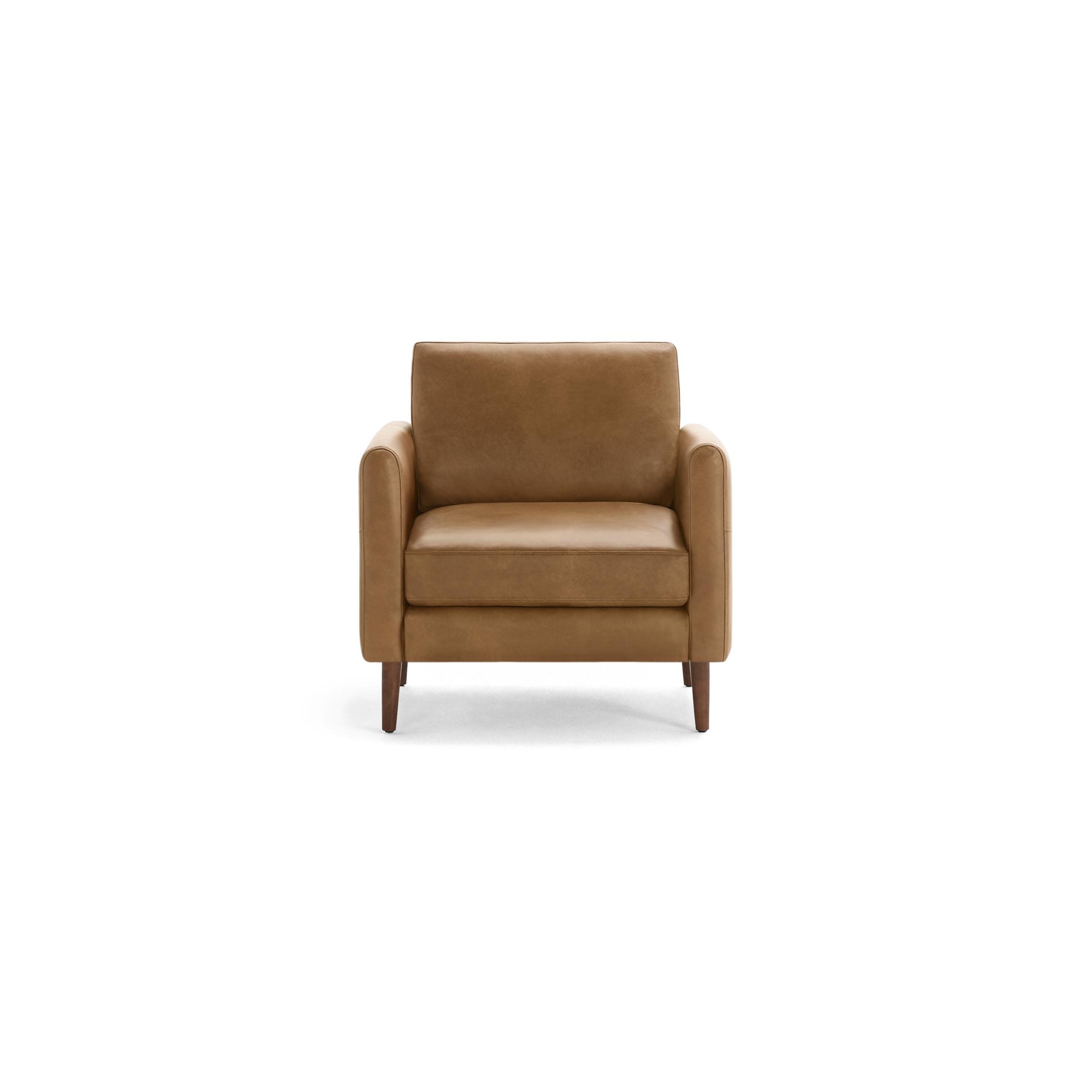 Nomad Leather Club Chair in Camel, Walnut Legs, Leg Finish: WalnutLegs - Image 0