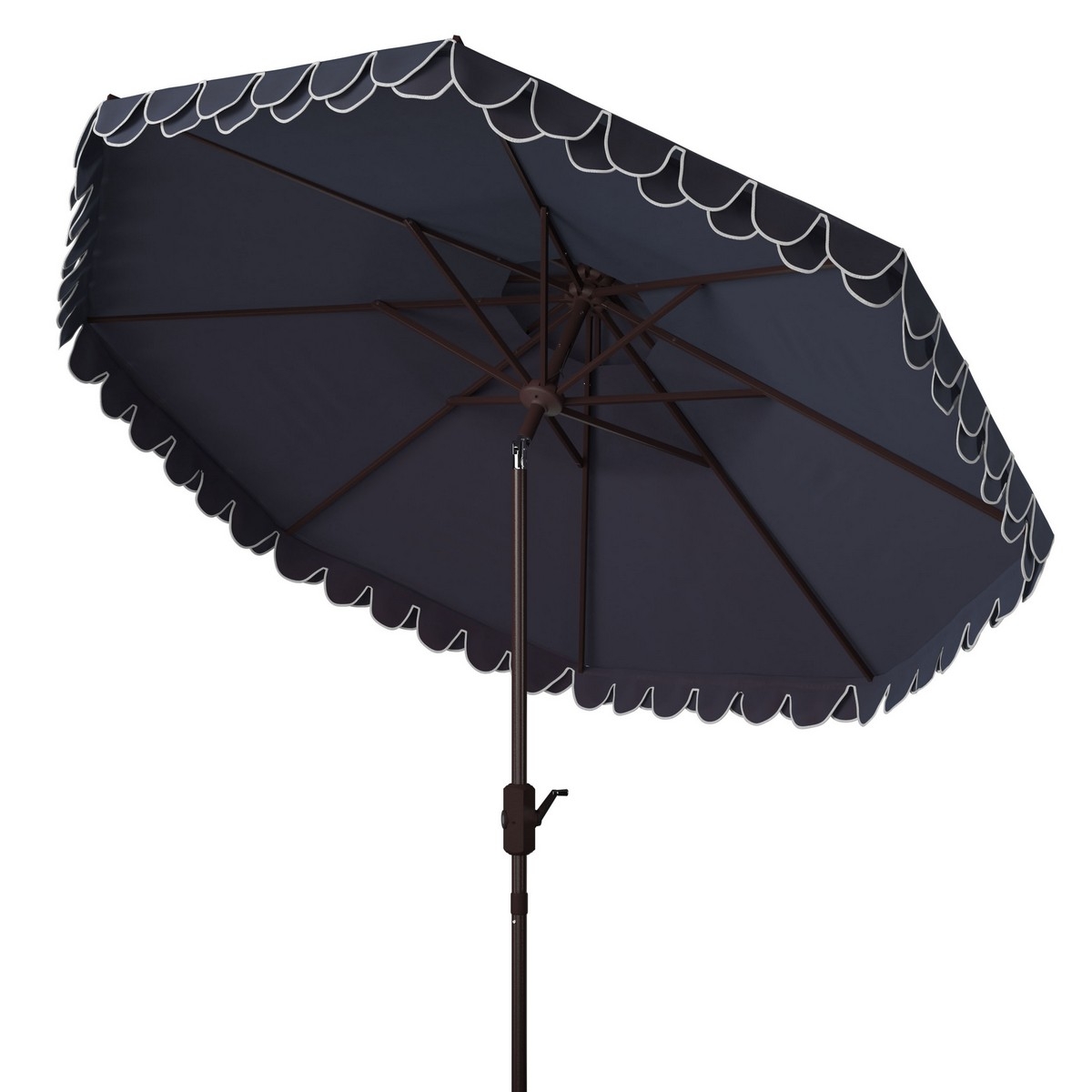 Elegant 9Ft Doubletop Umbrella - Navy/White - Safavieh - Image 4