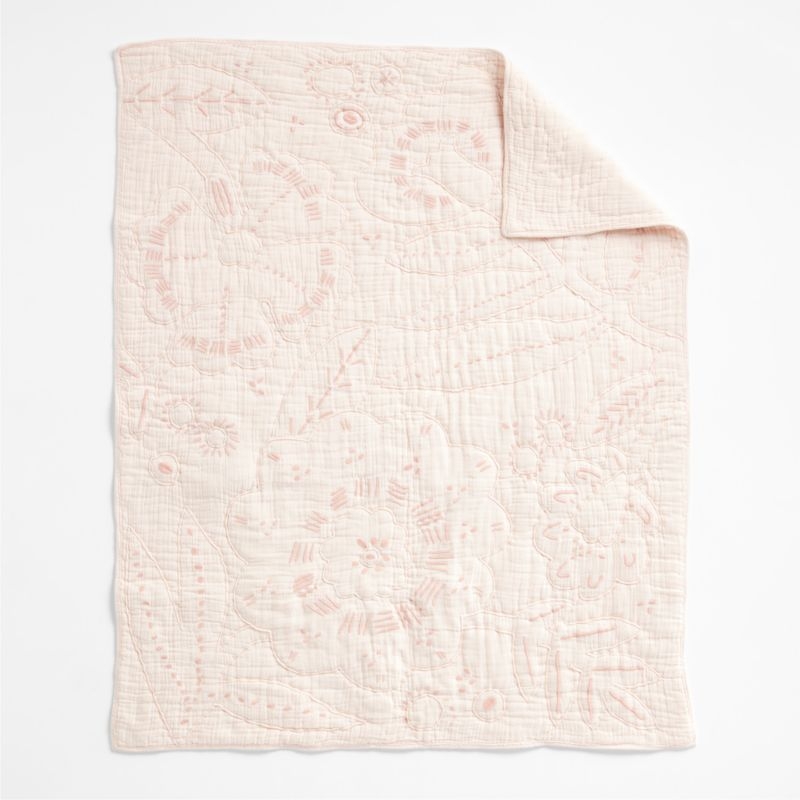 Paquita Pink Floral Baby Crib Quilt - Image 5