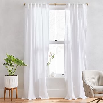 Sheer Crosshatch Curtain, White, 48"x108", Set of 2 - Image 0