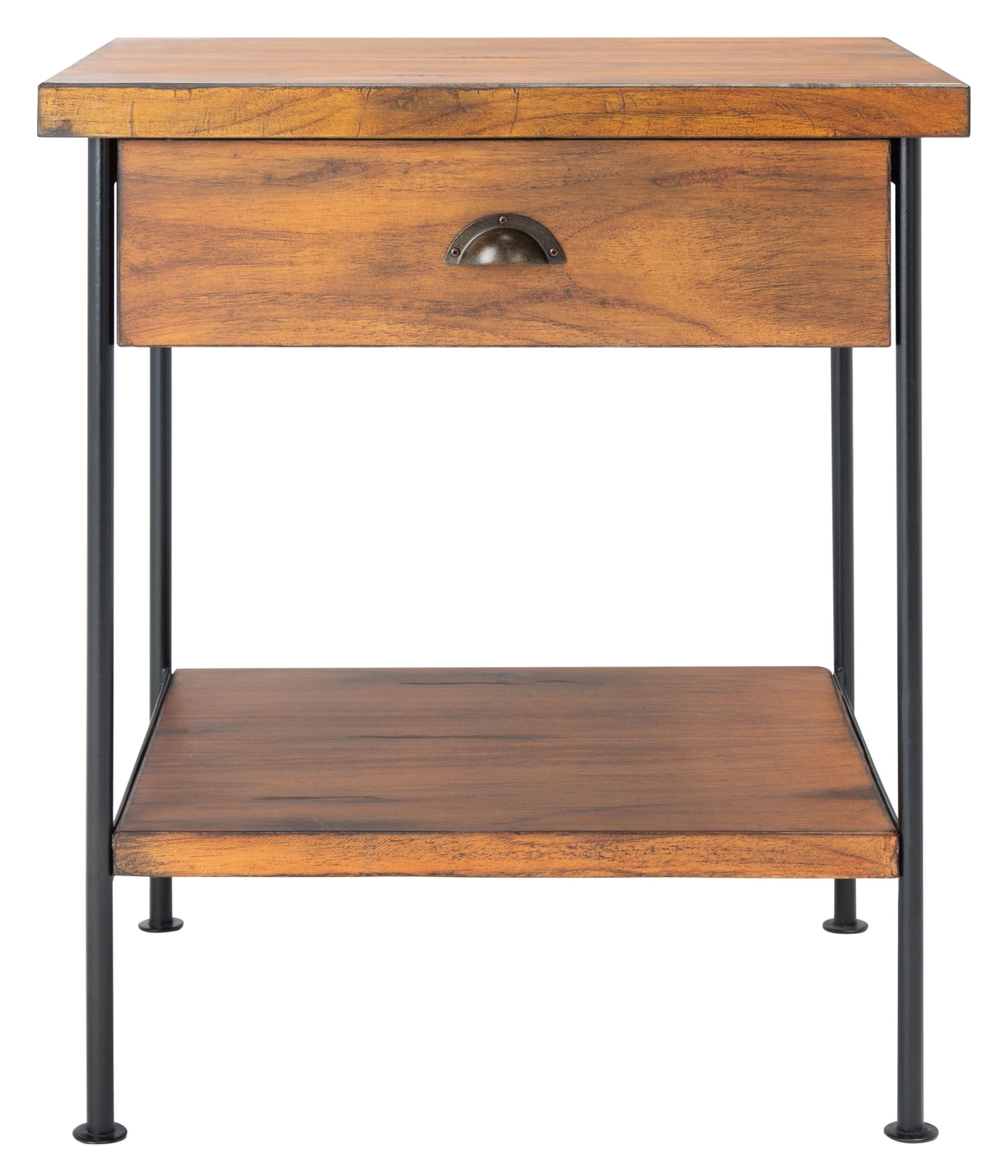 Eris 1 Drawer 1 Shelf Accent Table - Brown / Black - Safavieh - Image 0