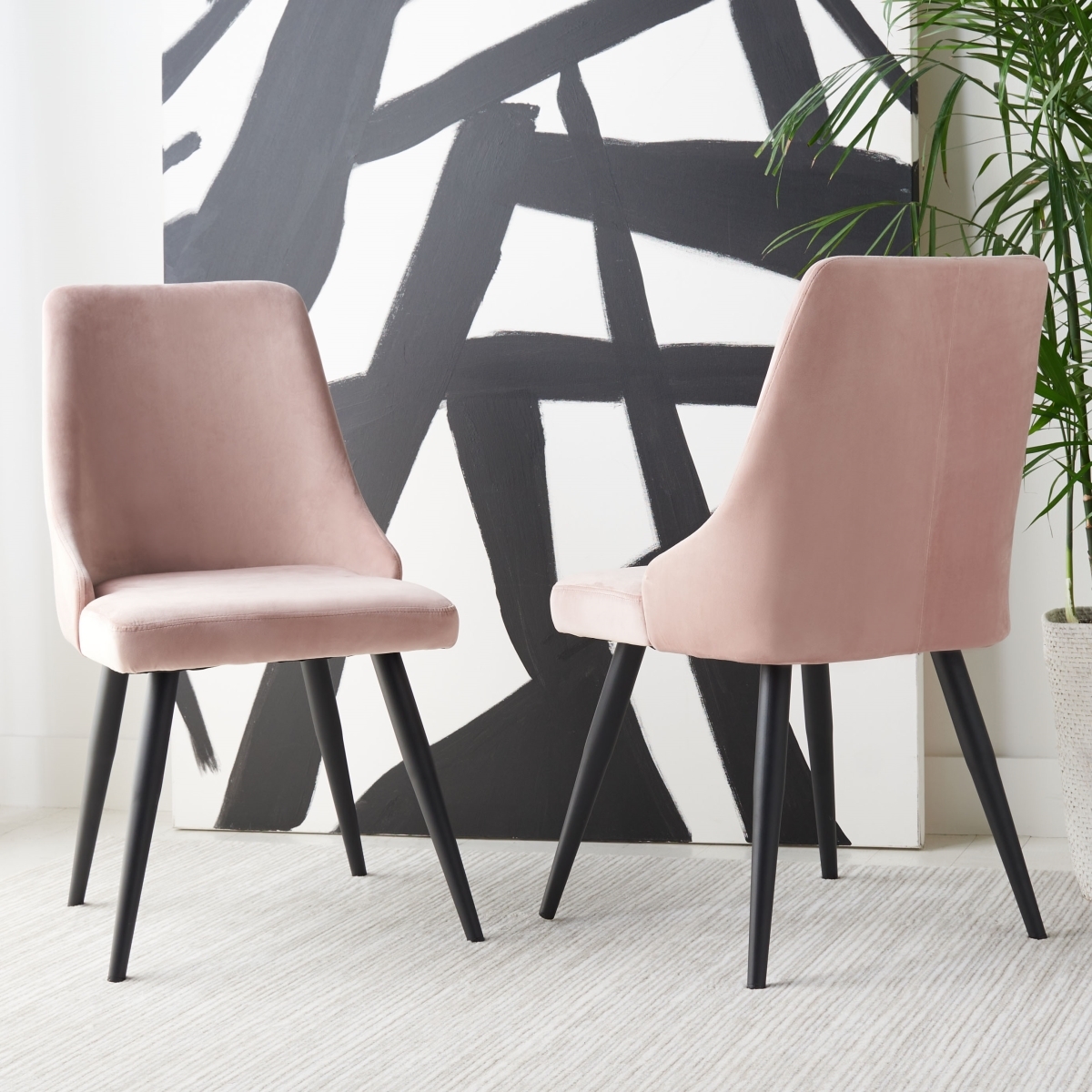 Zoi Upholstered Dining Chair - Dusty Blush / Black - Safavieh - Image 1