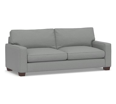PB Comfort Square Arm Upholstered Grand Sofa 87", 2X2, Box Edge, Memory Foam Cushions, Performance Brushed Basketweave Chambray - Image 0