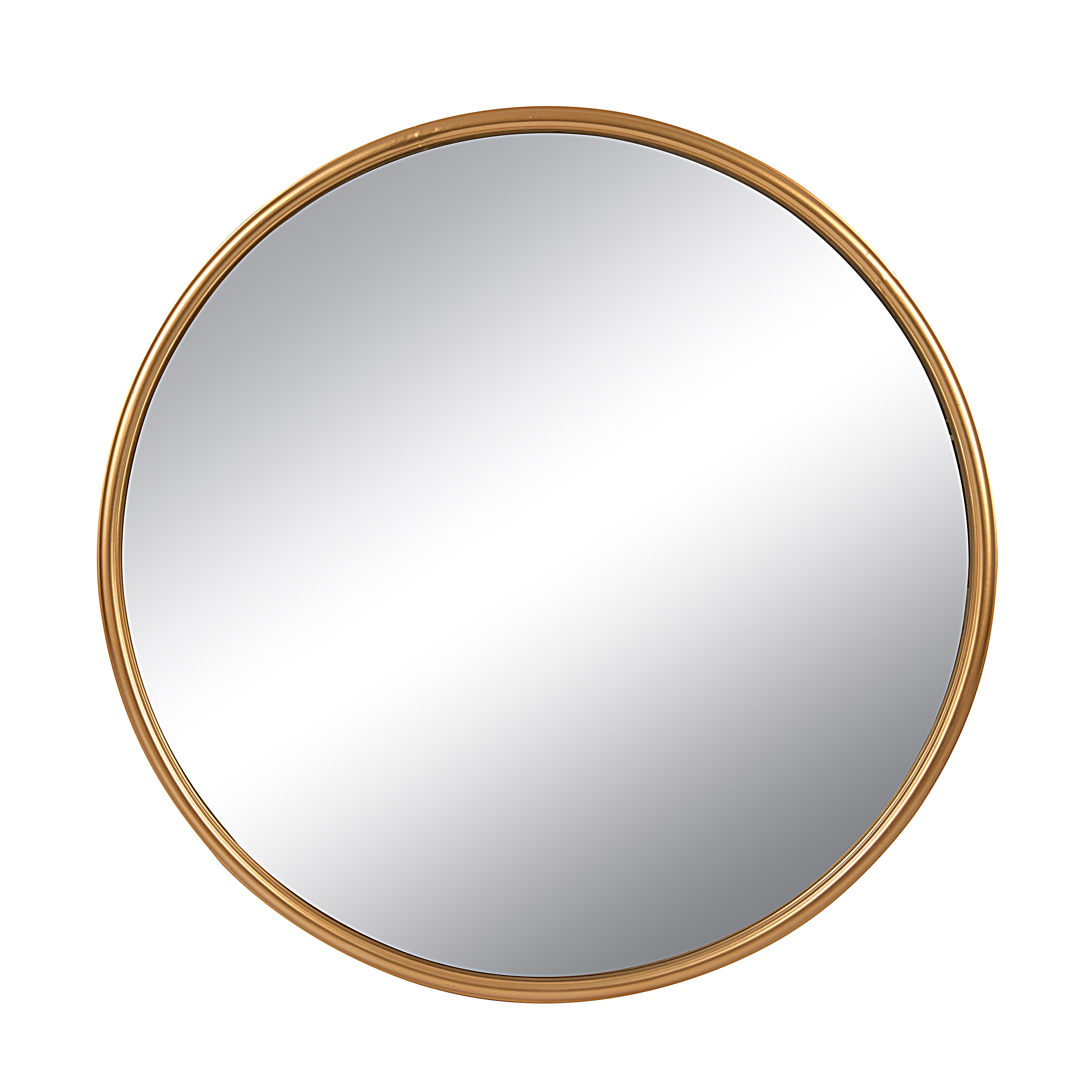Round Metal Wall Mirror, Gold, 36" - Image 0