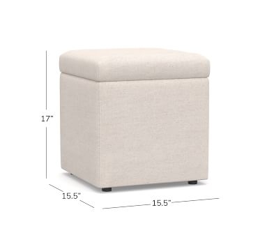 Marlow Upholstered Storage Cube, Performance Heathered Velvet Olive - Image 4