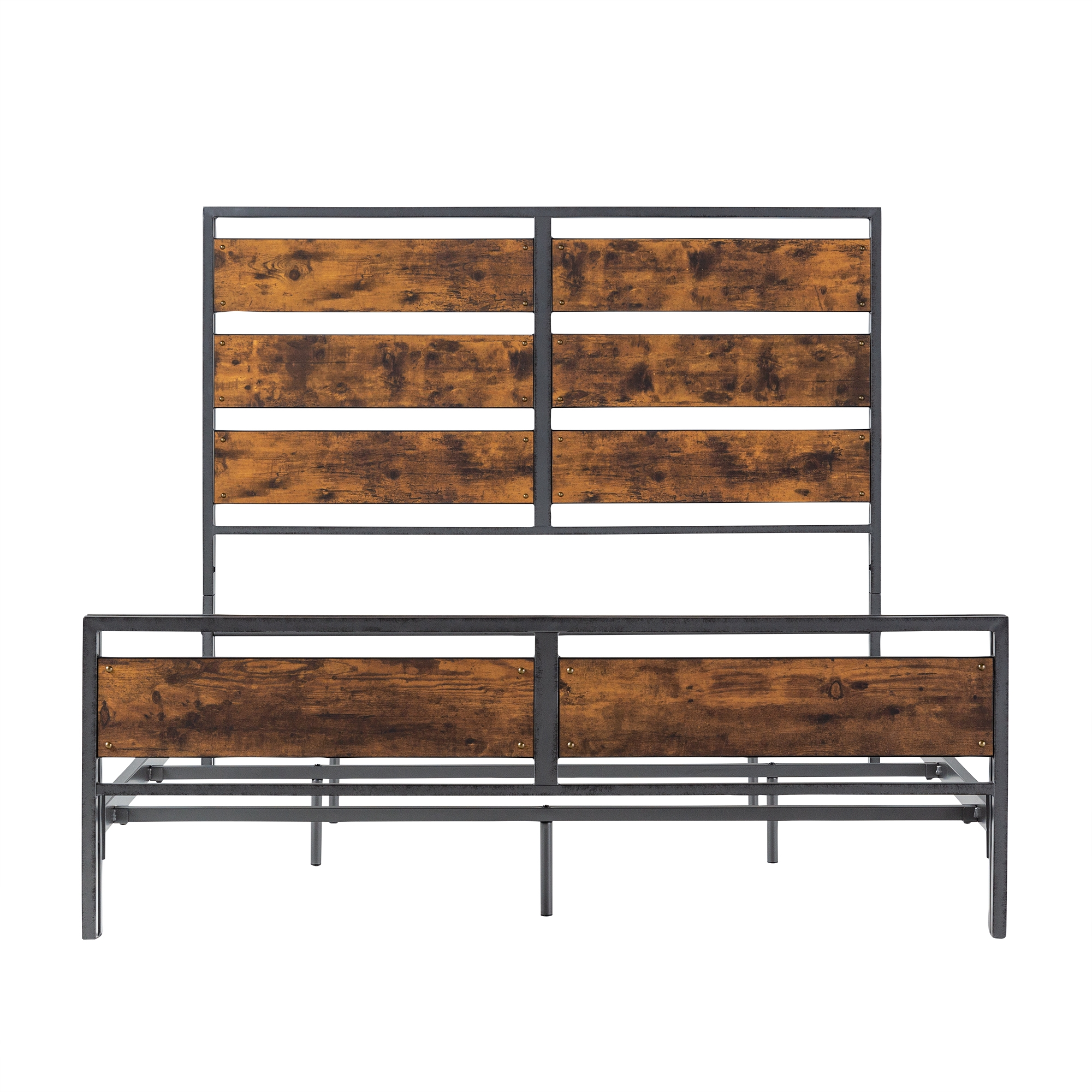 Industrial Metal & Wood Platform Bed - Thumbnail 5