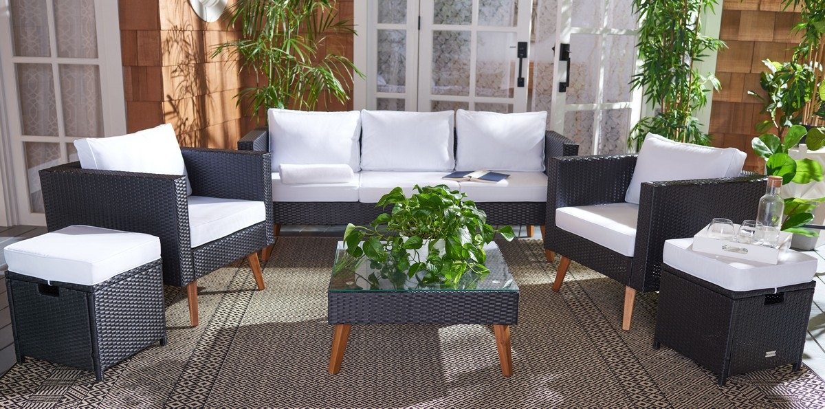 Presla 6 Pc Living Set - Black/White - Safavieh - Image 1