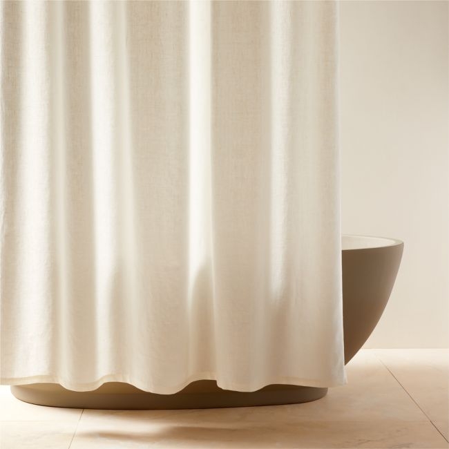 Ira Ivory Solid Linen Shower Curtain 72" - Image 0